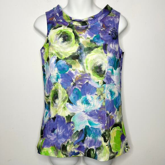 SARA CAMPBELL Floral Peonies Top Women 2 Bloomcore Quiet Luxury Spring Old Money - Picture 2 of 7